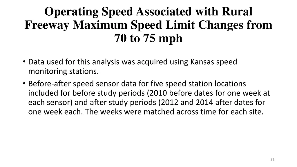 operating speed associated with rural freeway