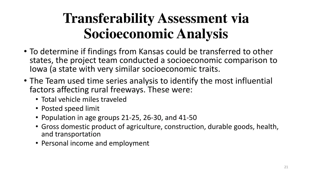 transferability assessment via socioeconomic