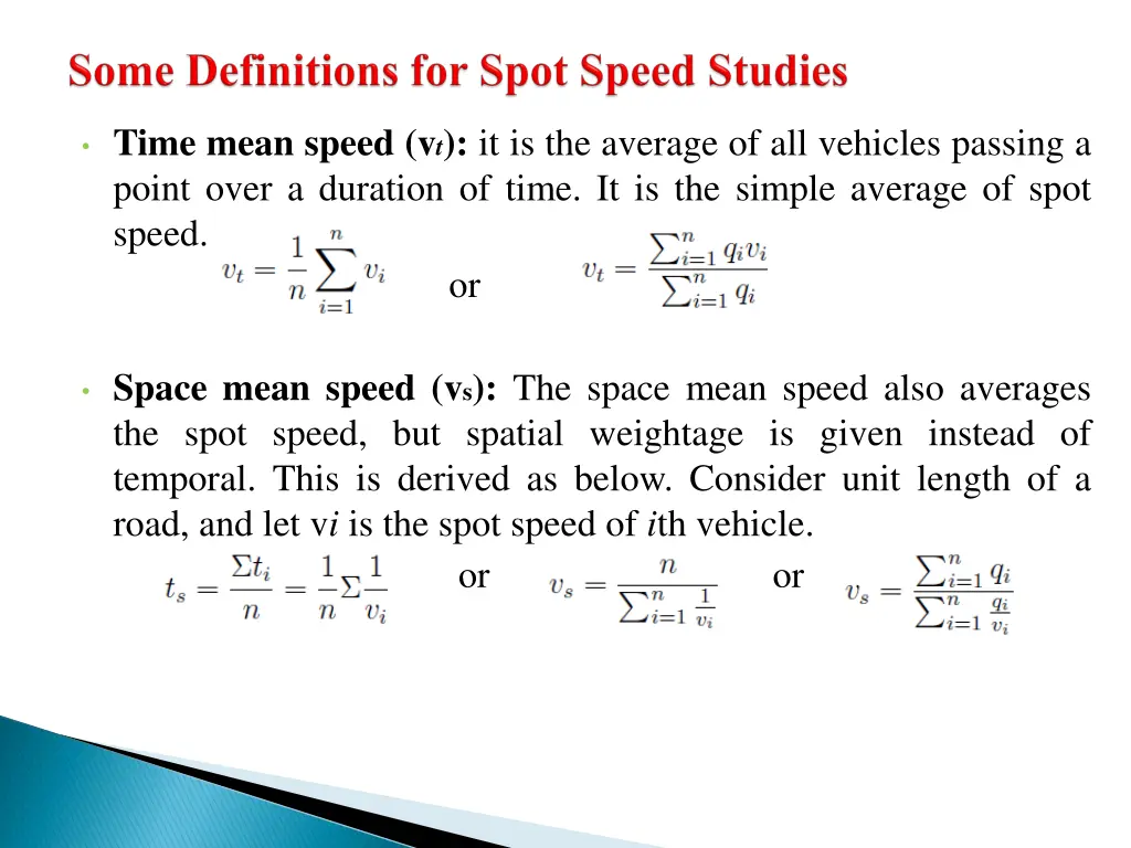 time mean speed v t it is the average