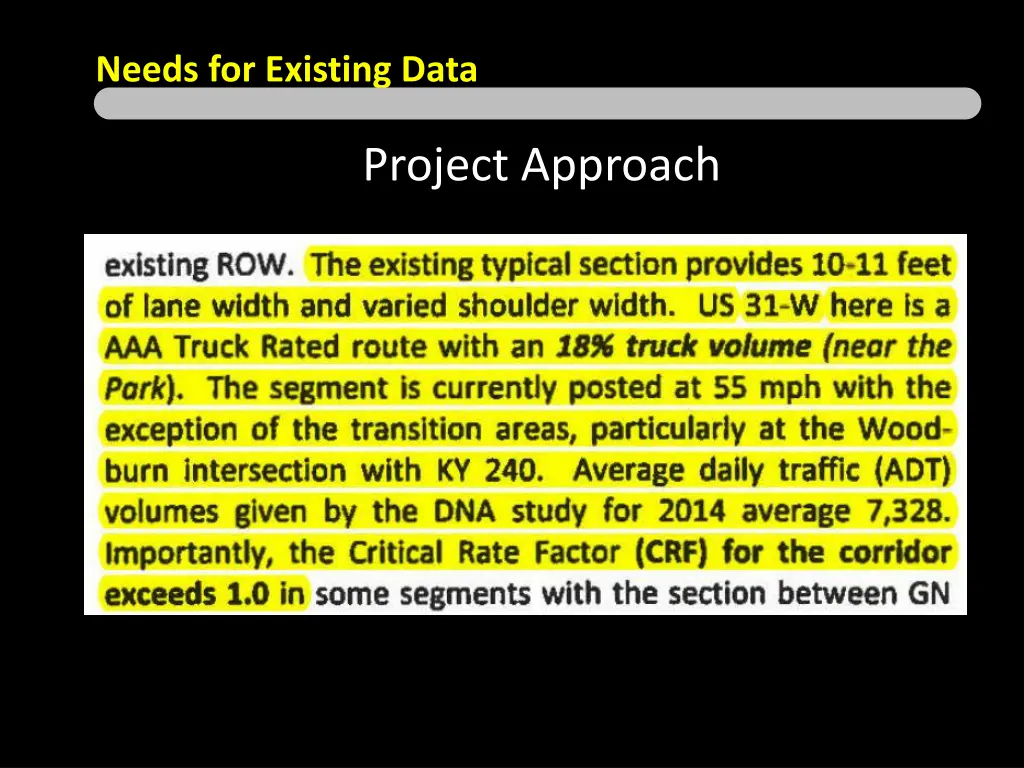 needs for existing data 4