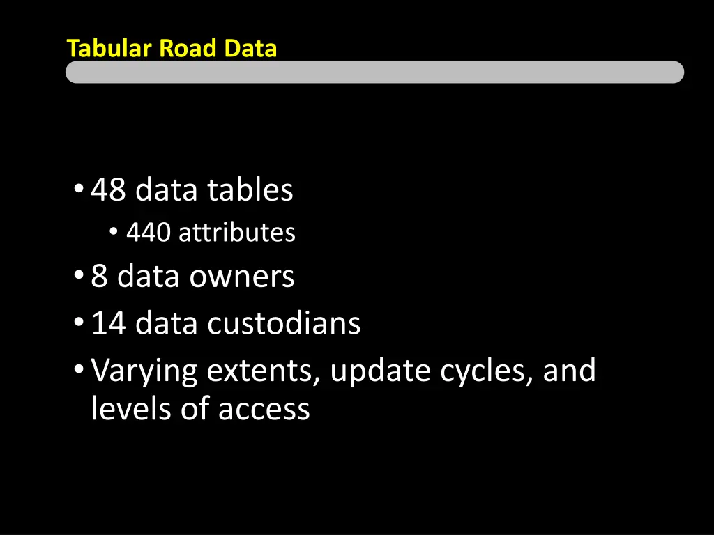 tabular road data