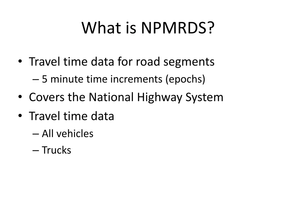 what is npmrds 1