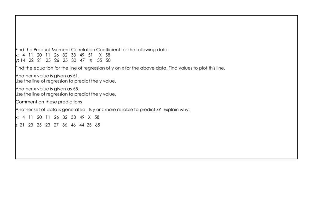 find the product moment correlation coefficient
