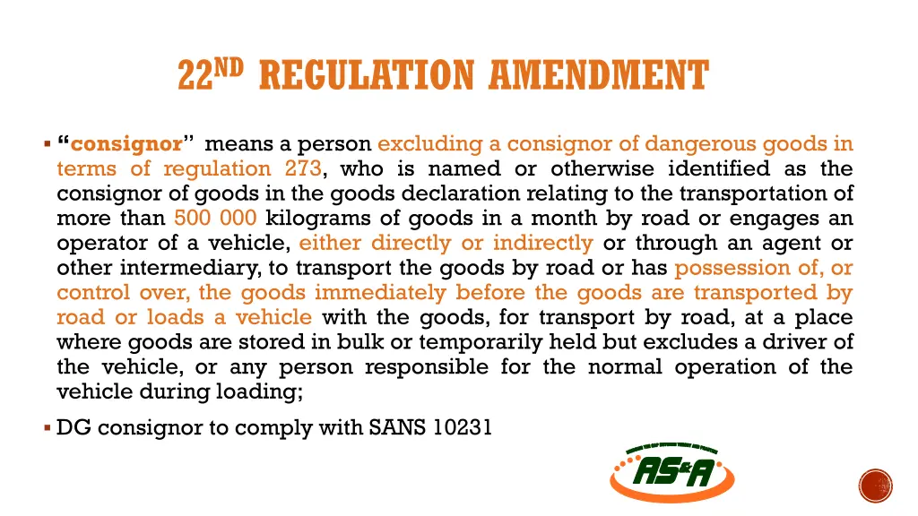 22 nd regulation amendment 2