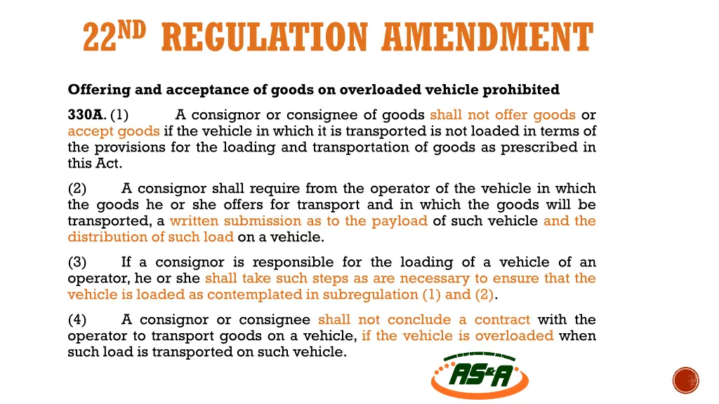 22 nd regulation amendment 3