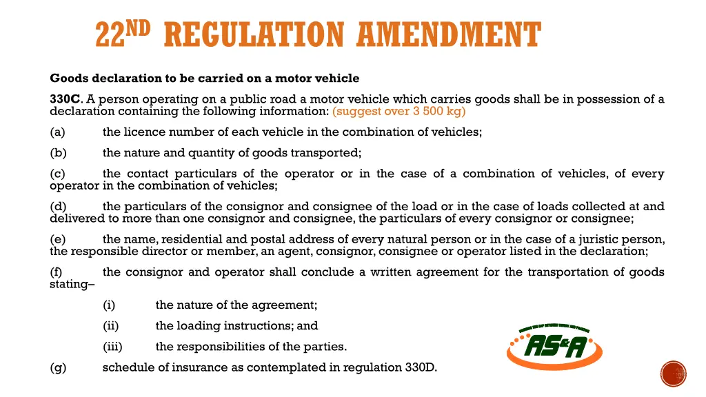 22 nd regulation amendment 5