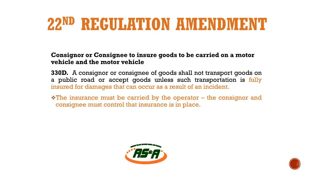 22 nd regulation amendment 6