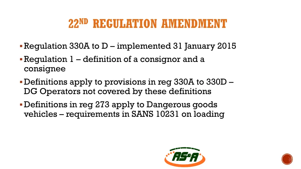22 nd regulation amendment