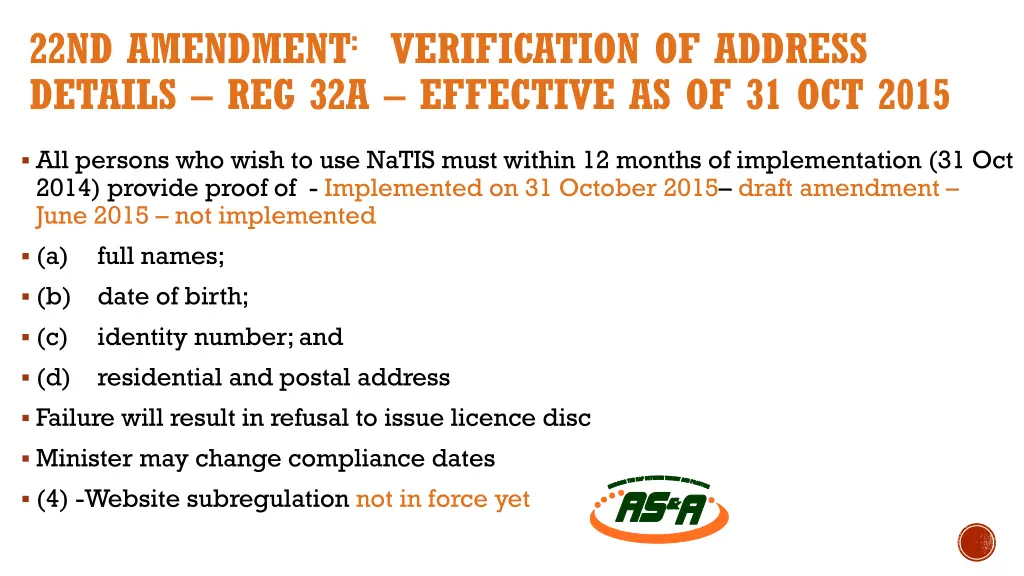 22nd amendment verification of address details