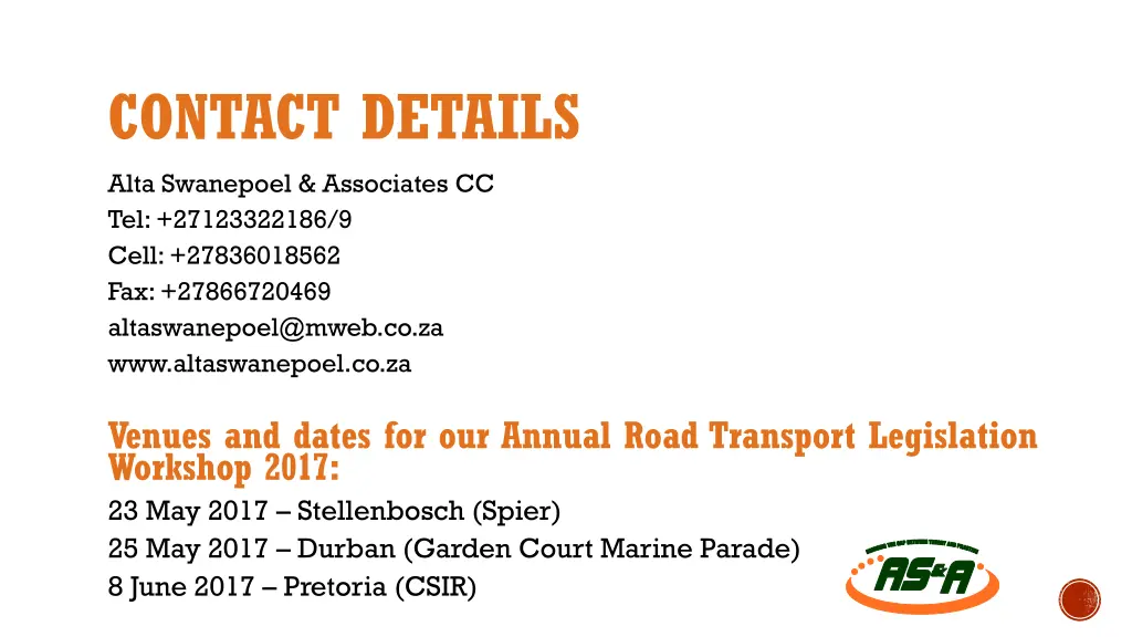 contact details
