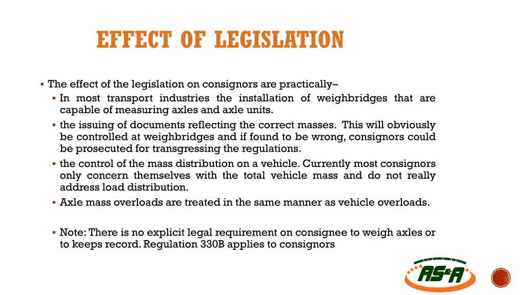 effect of legislation