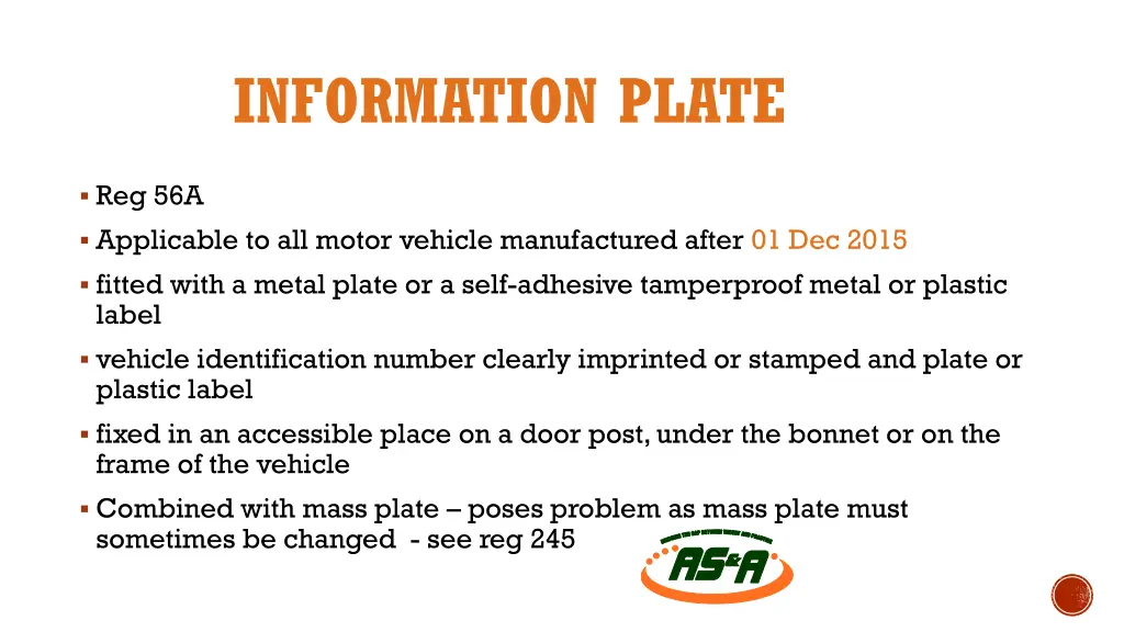 information plate