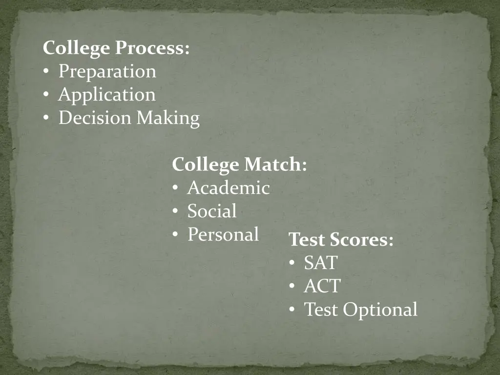 college process preparation application decision