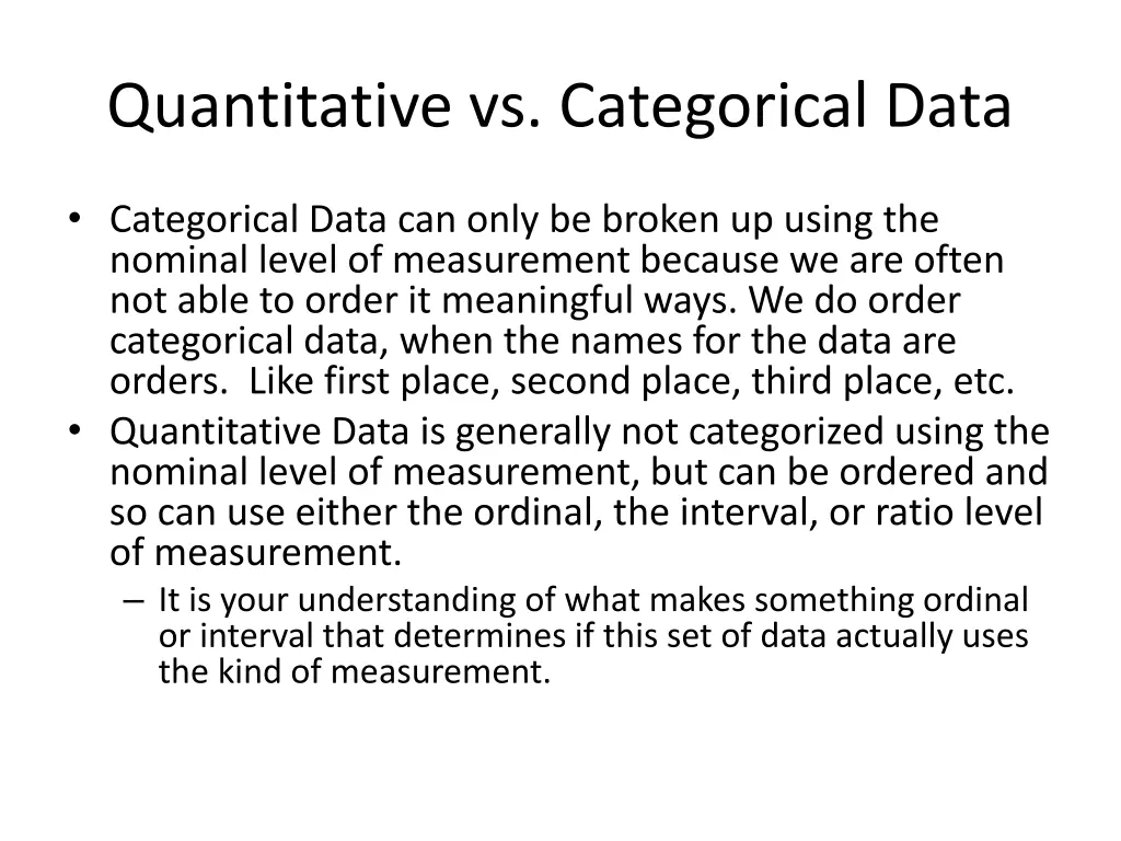 quantitative vs categorical data