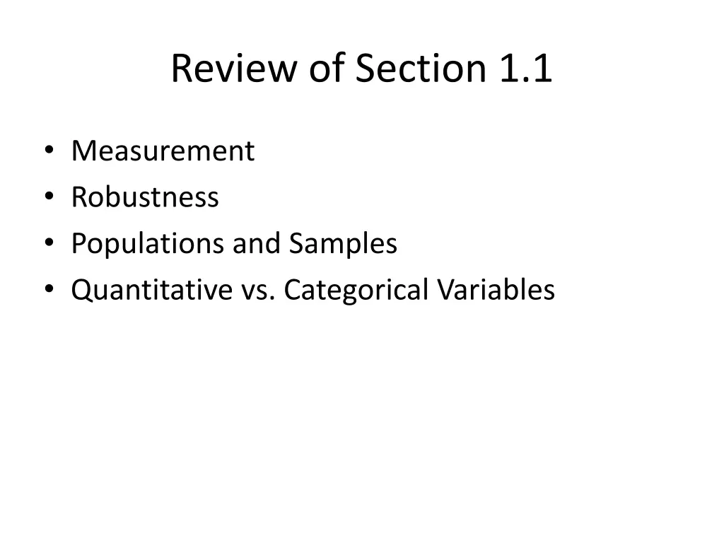 review of section 1 1