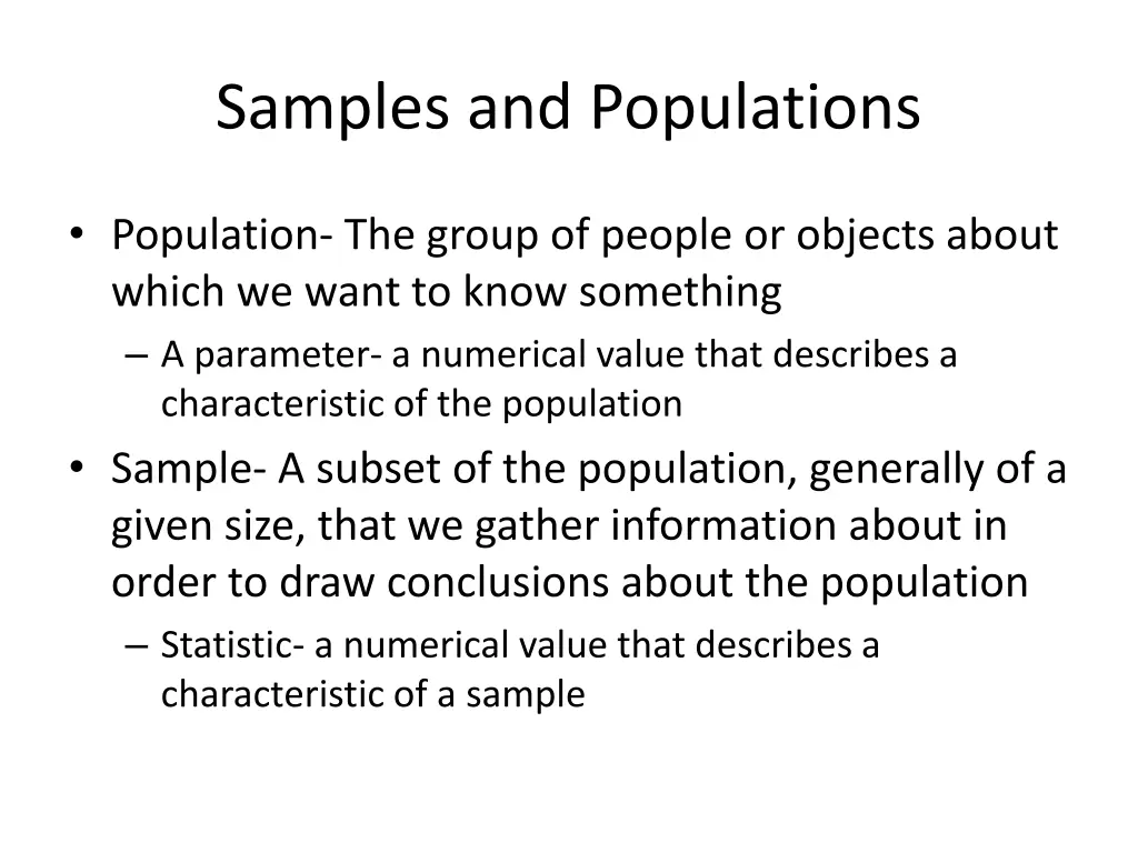 samples and populations