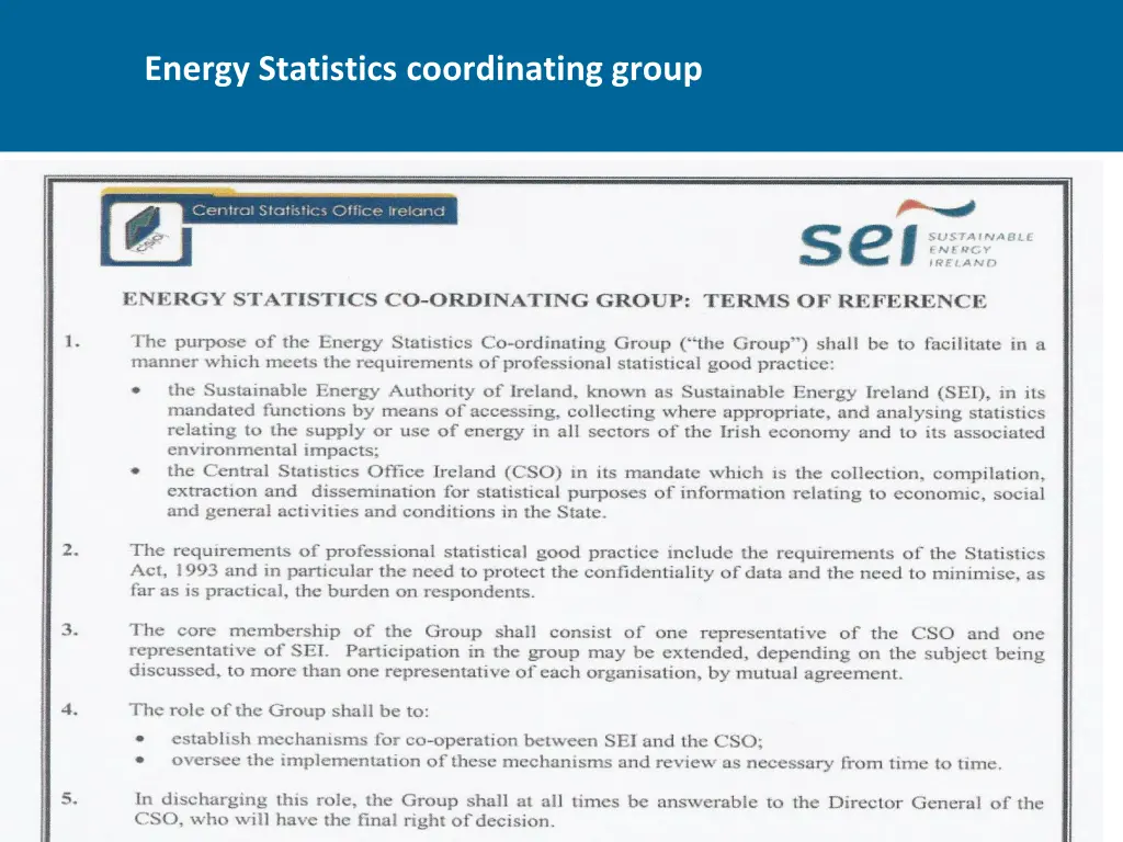 energy statistics coordinating group