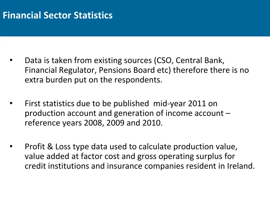 financial sector statistics 1