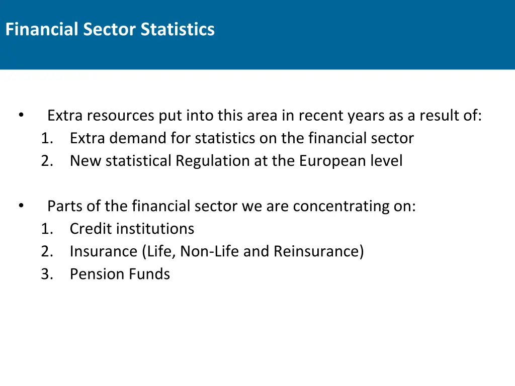 financial sector statistics