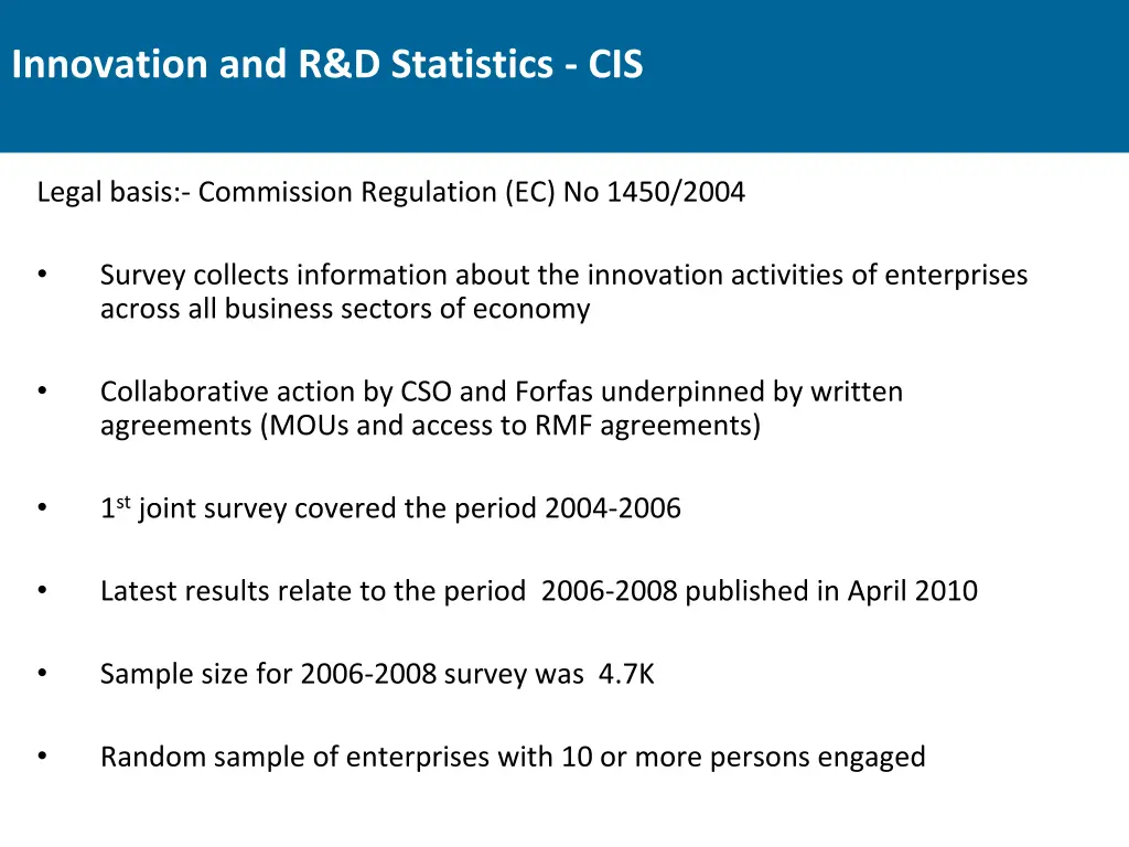 innovation and r d statistics cis