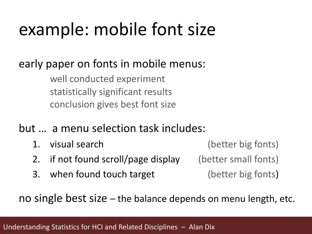 example mobile font size