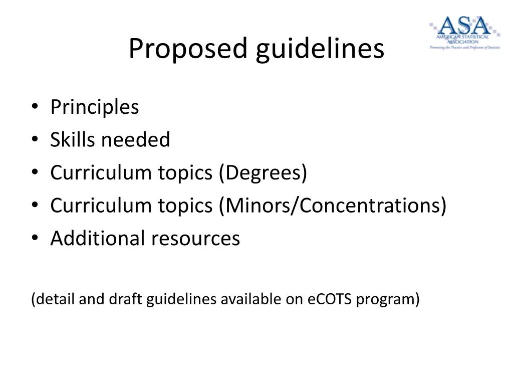 proposed guidelines