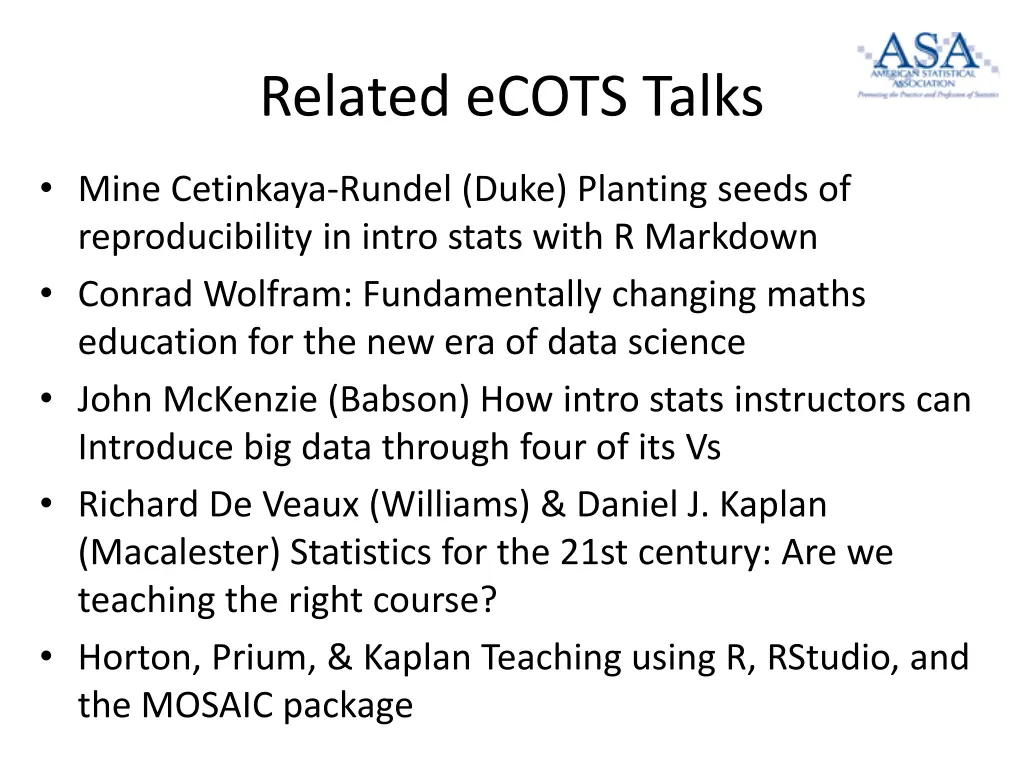 related ecots talks