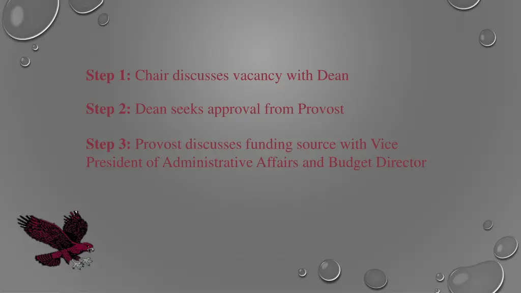 step 1 chair discusses vacancy with dean