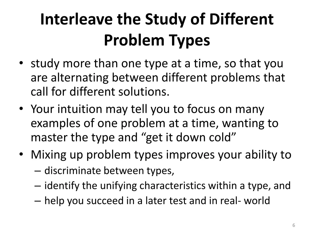 interleave the study of different problem types