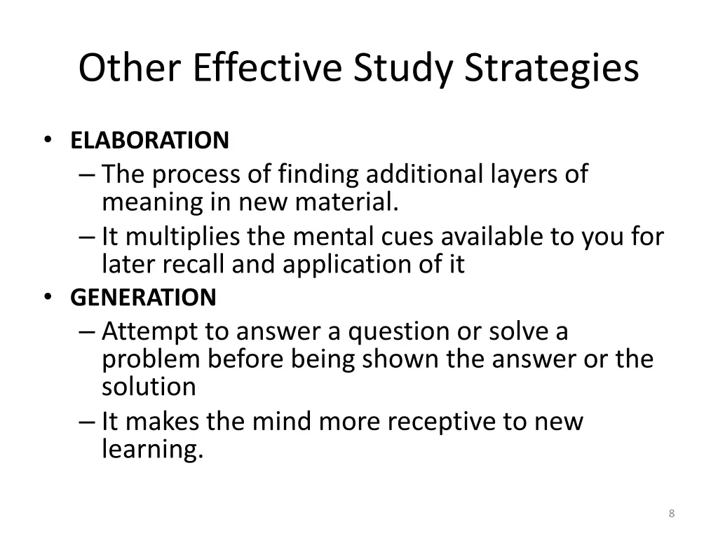 other effective study strategies