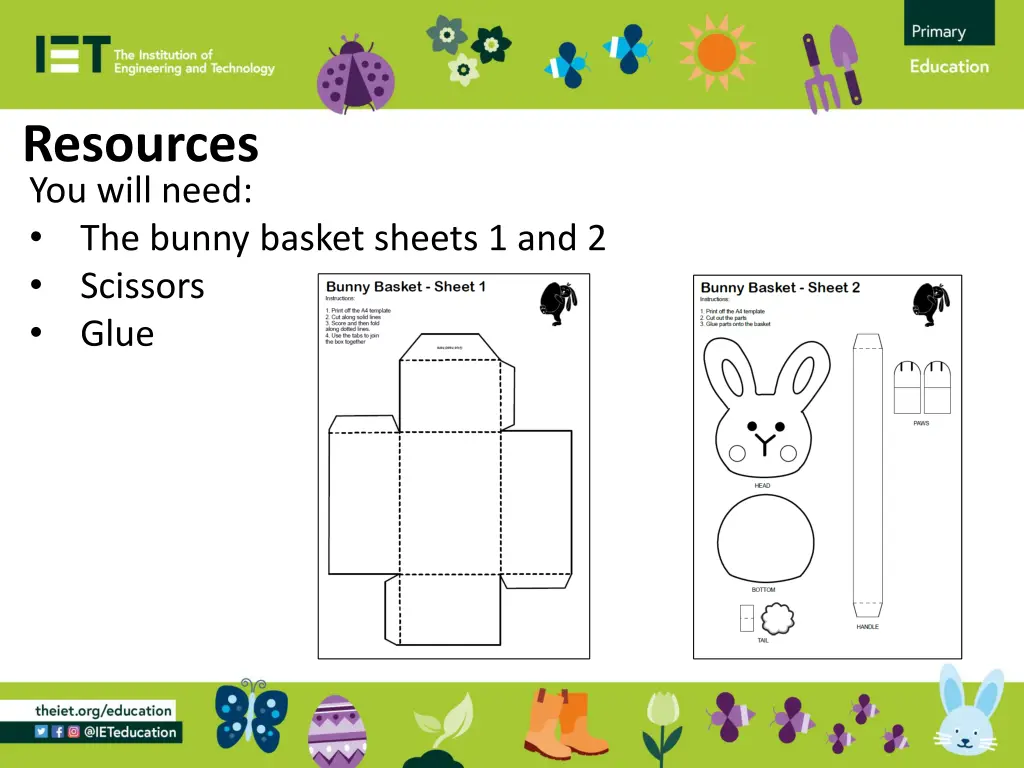 resources you will need the bunny basket sheets