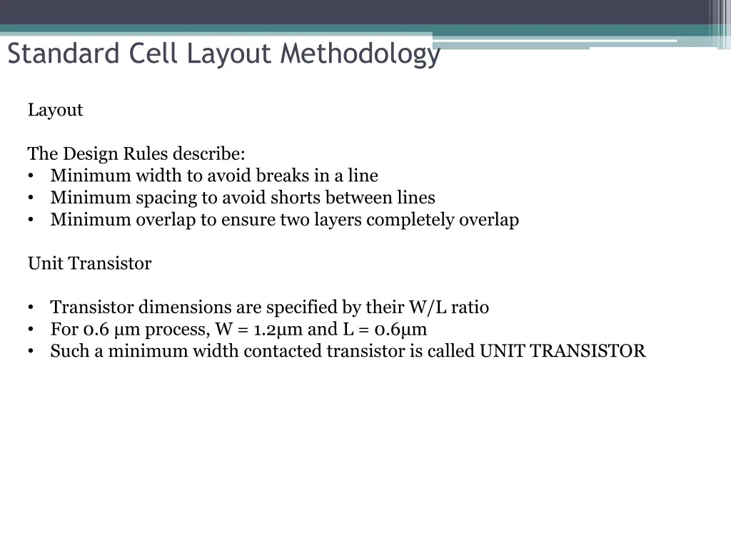 standard cell layout methodology