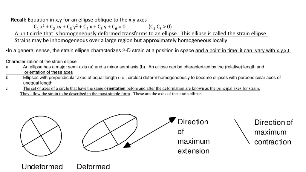 recall equation in x y for an ellipse oblique