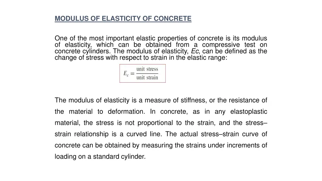 modulus of elasticity of concrete