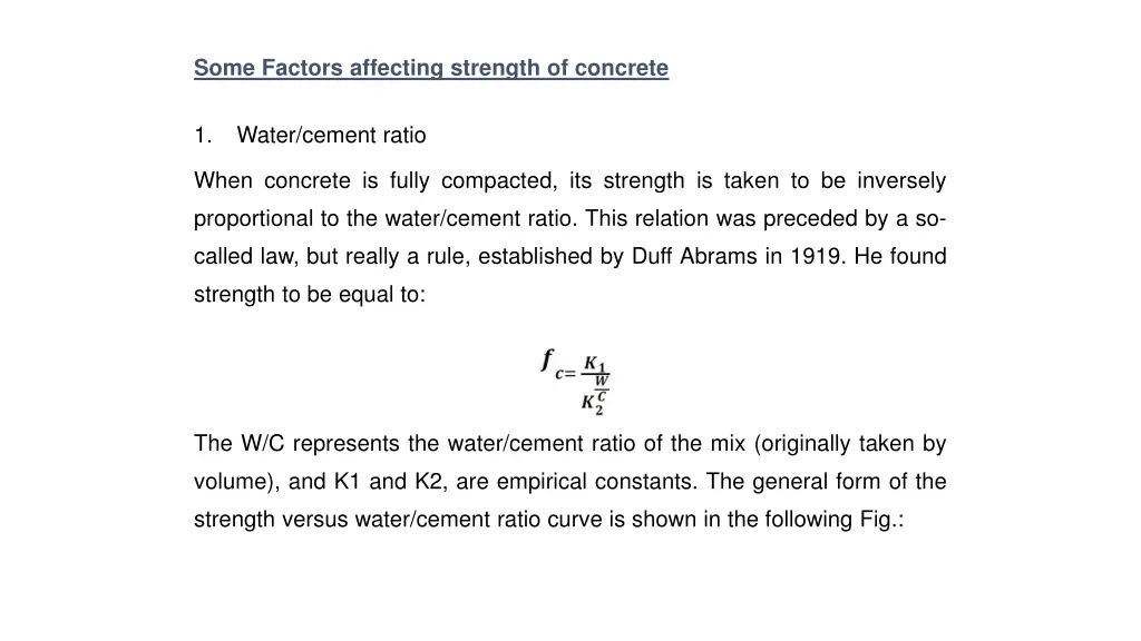 some factors affecting strength of concrete