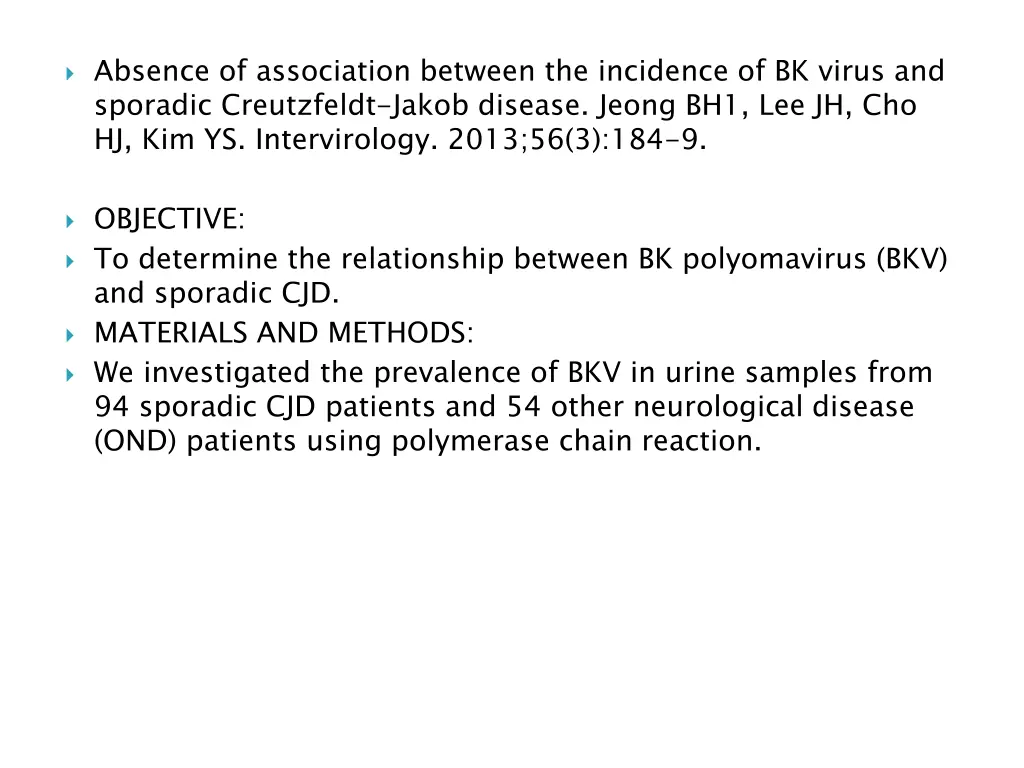 absence of association between the incidence