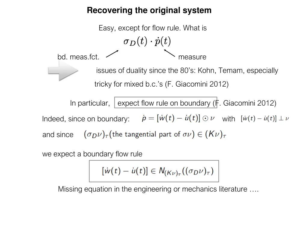 recovering the original system