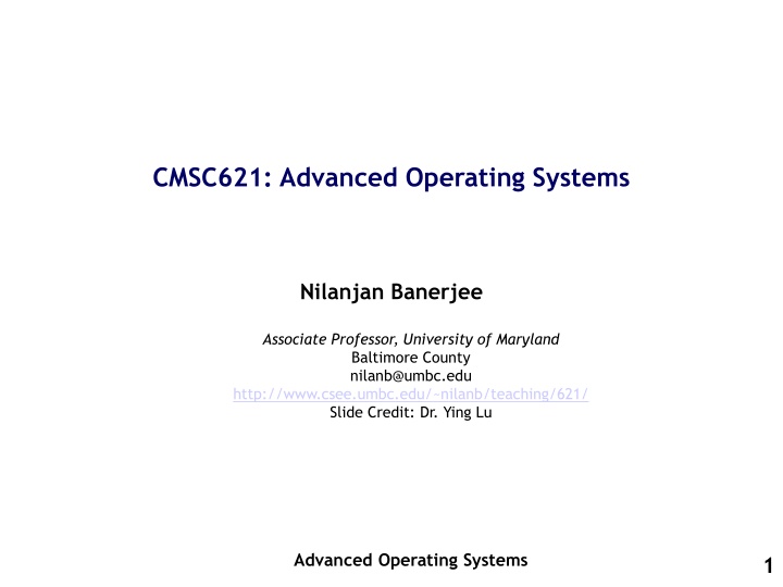 cmsc621 advanced operating systems