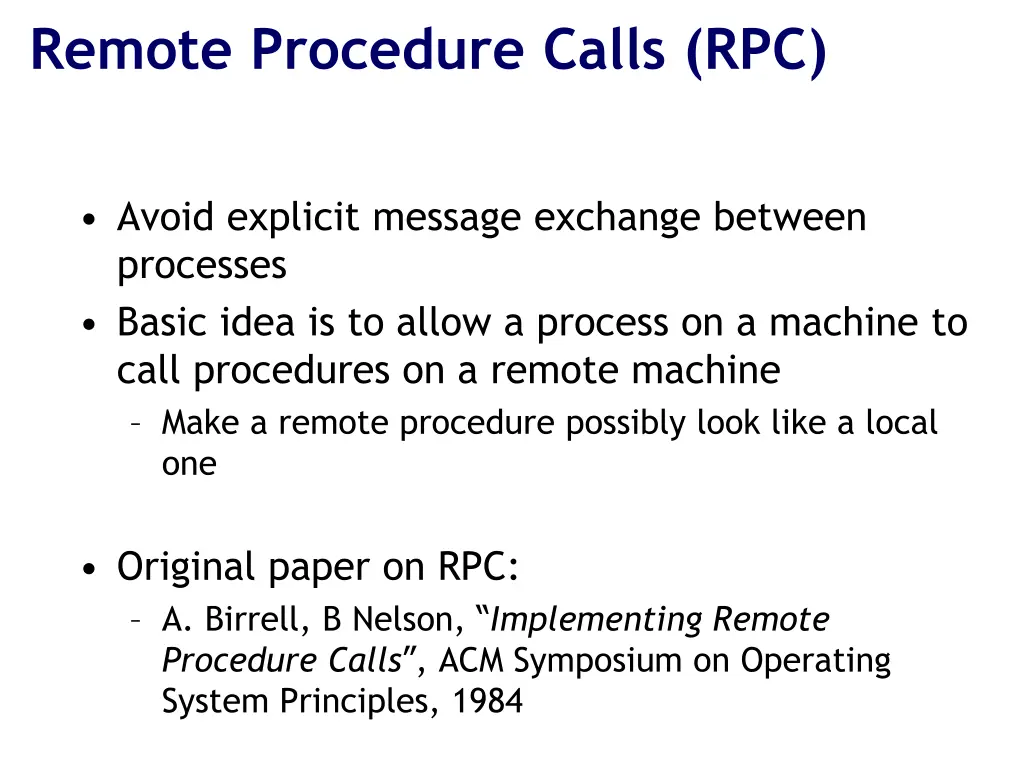 remote procedure calls rpc