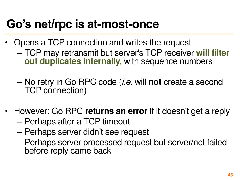 go s net rpc is at most once