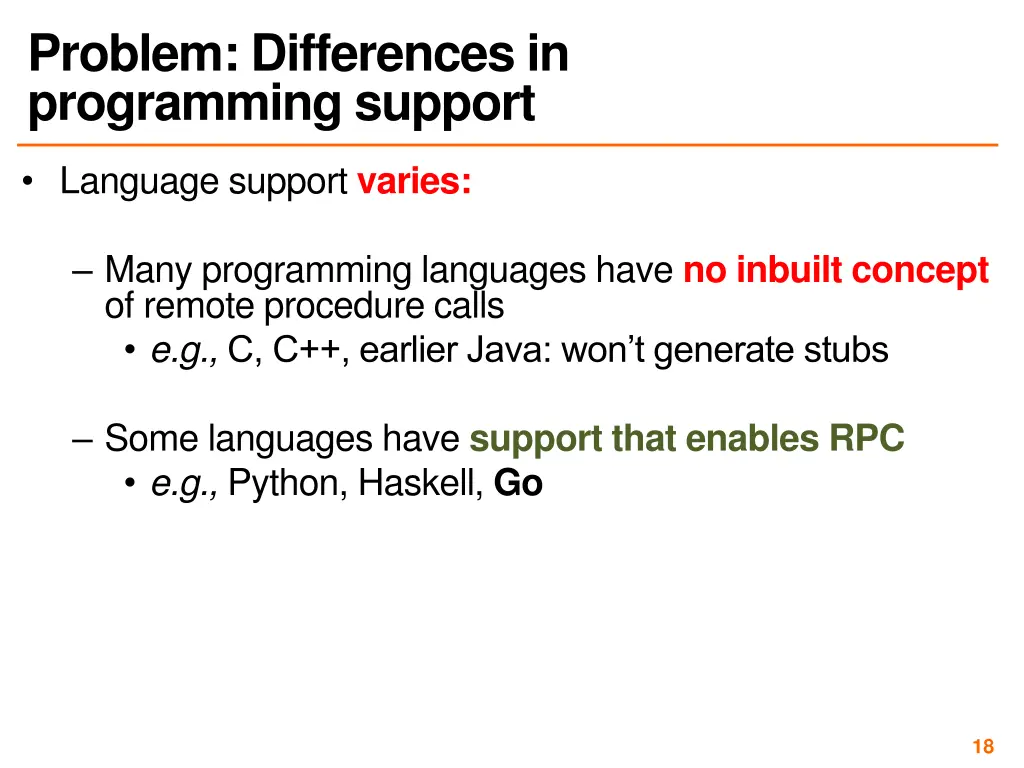 problem differences in programming support