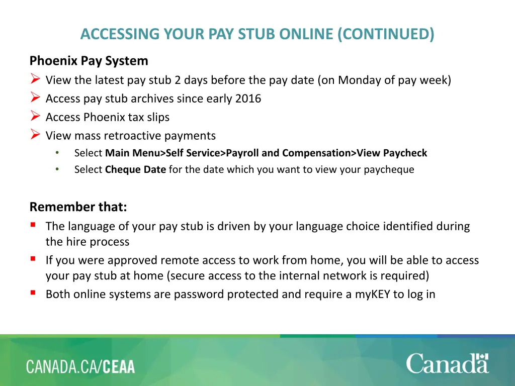 accessing your pay stub online continued