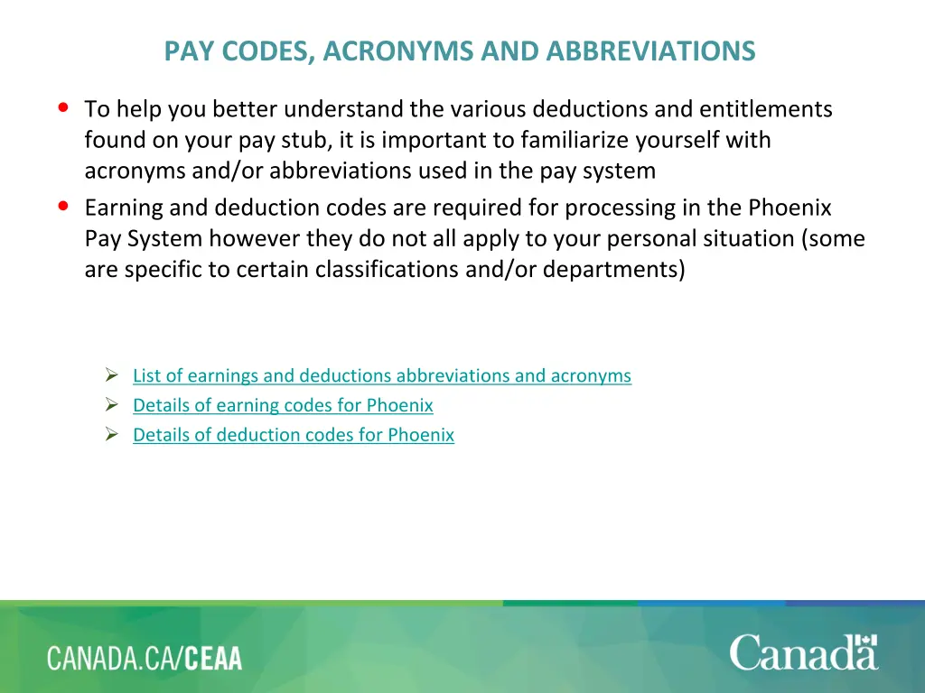 pay codes acronyms and abbreviations