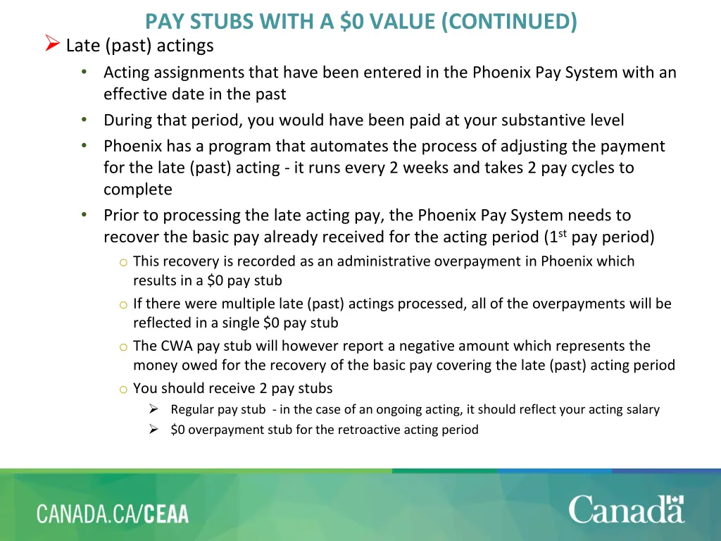 pay stubs with a 0 value continued late past