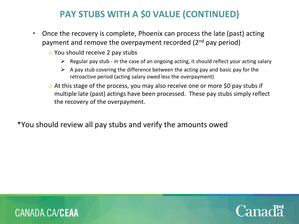 pay stubs with a 0 value continued