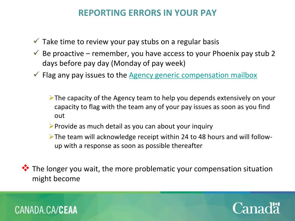 reporting errors in your pay