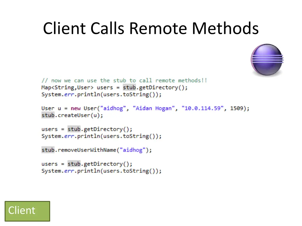 client calls remote methods 1