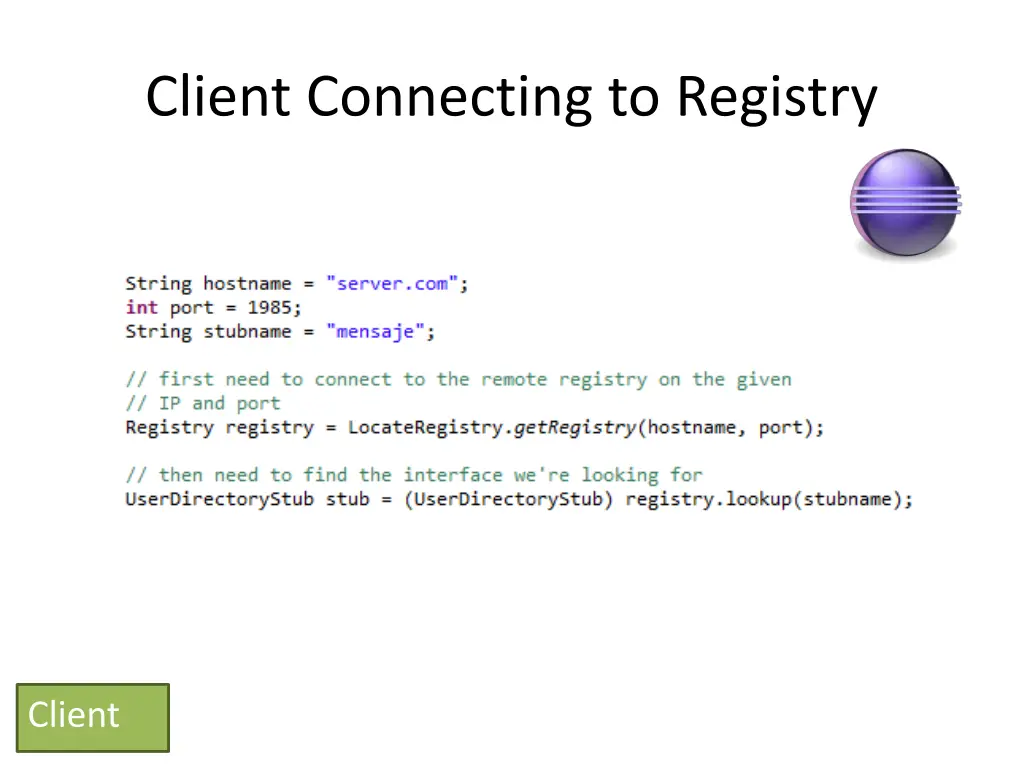 client connecting to registry 1