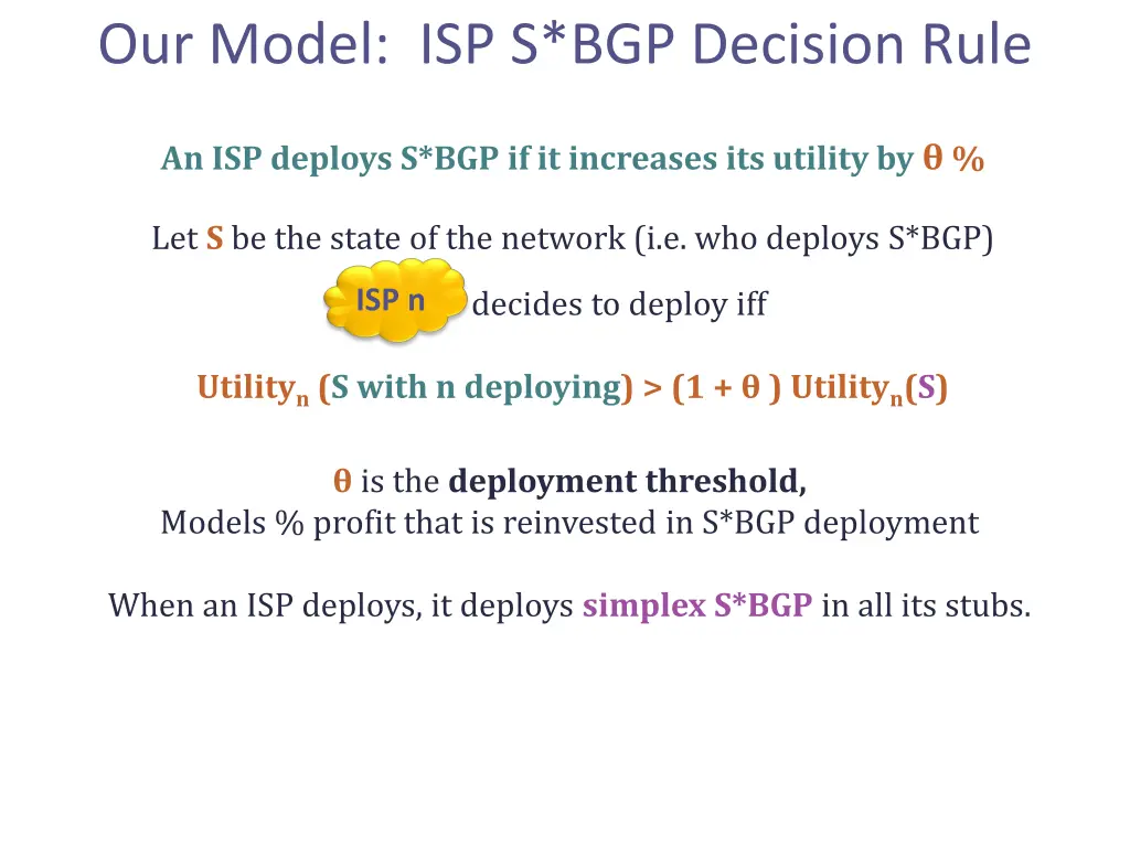 our model isp s bgp decision rule