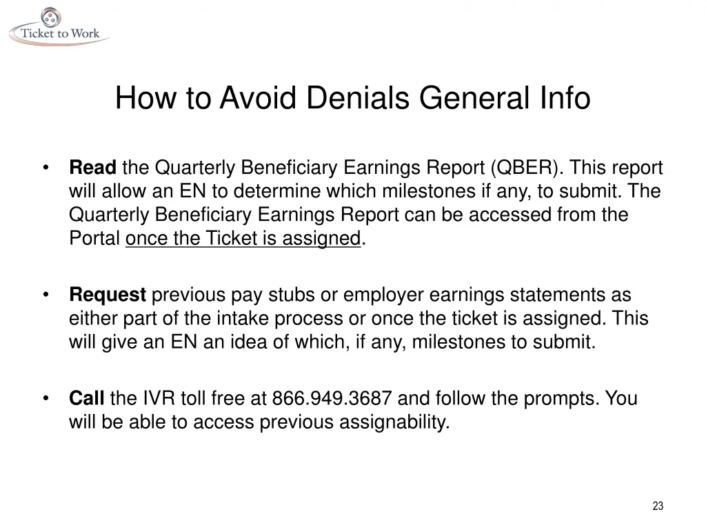 how to avoid denials general info